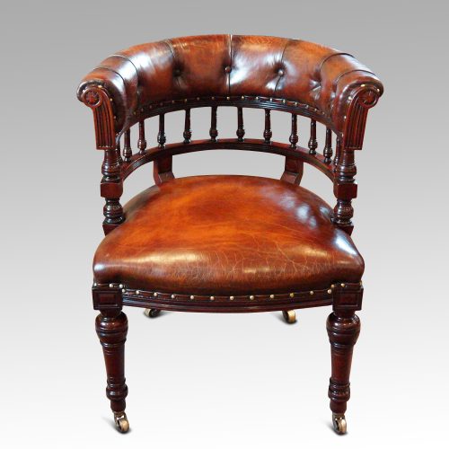 Edwardian mahogany horse shoe shaped desk chair