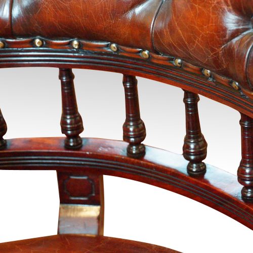 Edwardian mahogany horse shoe shaped desk chair back spindles