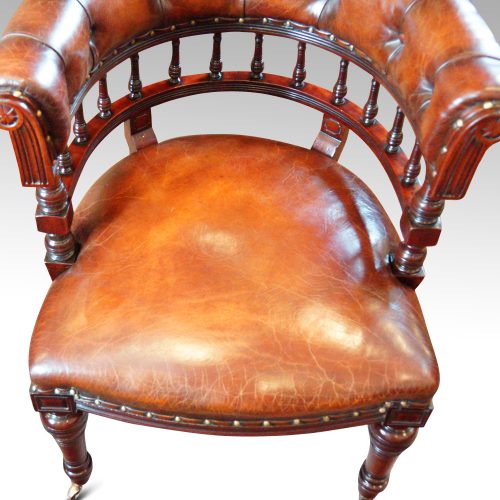 Edwardian mahogany horse shoe shaped desk chair seat