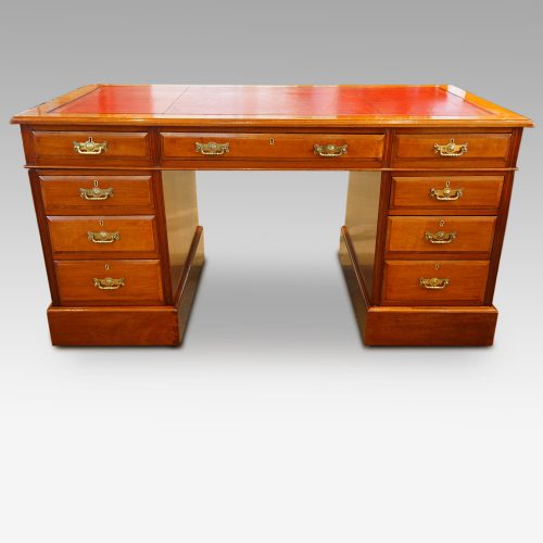 Edwardian mahogany pedestal desk 153cms wide front