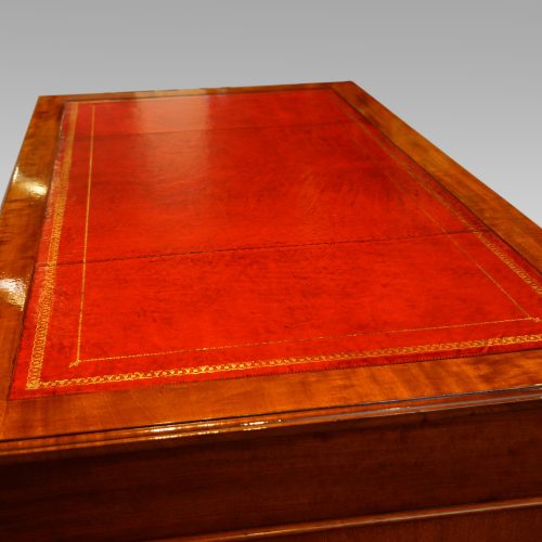 Edwardian mahogany pedestal desk 153cms wide leather top