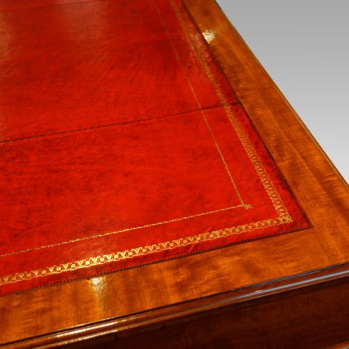 Edwardian mahogany pedestal desk 153cms wide leather top detail