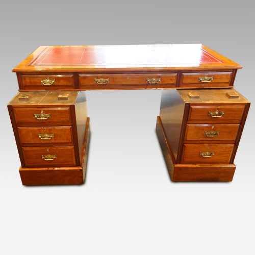 Edwardian mahogany pedestal desk 153cms wide made in 3 parts