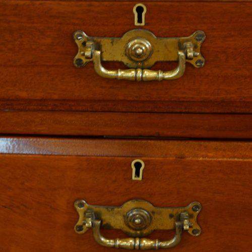 Edwardian mahogany pedestal desk 153cms wide original handles