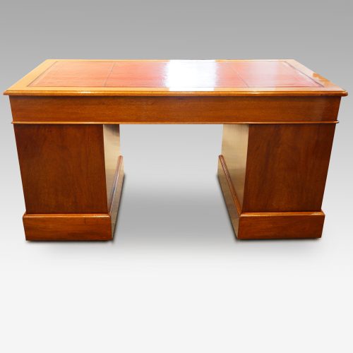 Edwardian mahogany pedestal desk 153cms wide rear view