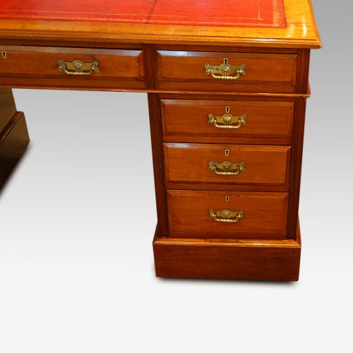 Edwardian mahogany pedestal desk 153cms wide side drawers