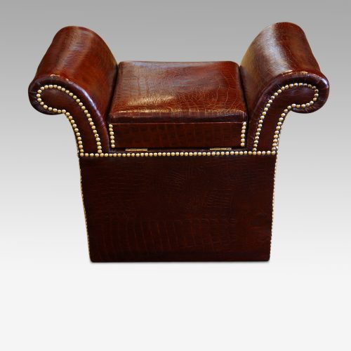 Edwardian simulated crocodile leather dressing stool rear