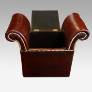 Edwardian simulated crocodile leather dressing stool seat open