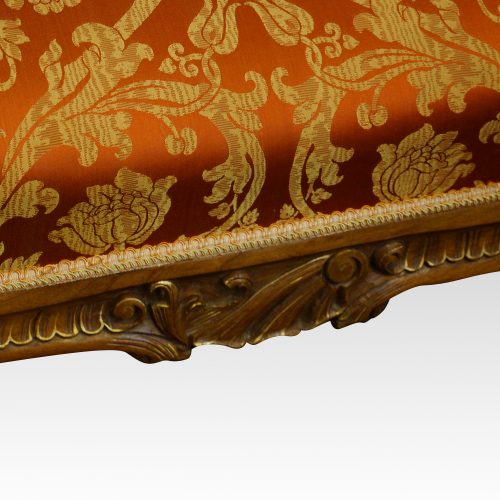 Edwardian walnut French seat carved apron