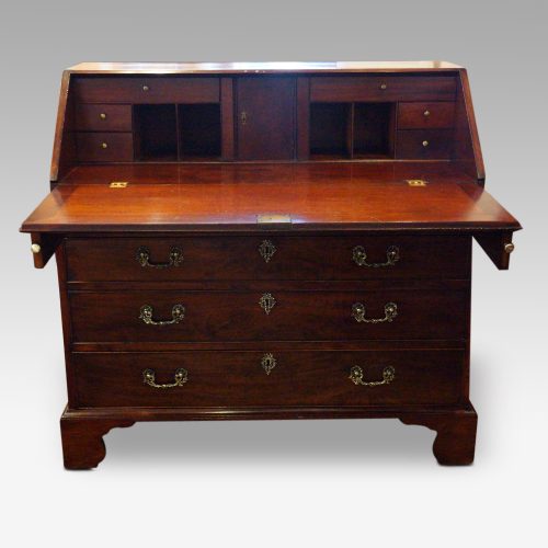 George III mahogany bureau interior