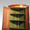Georgian bow front mahogany hanging corner cabinet doors open