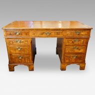 Georgian style walnut pedestal desk