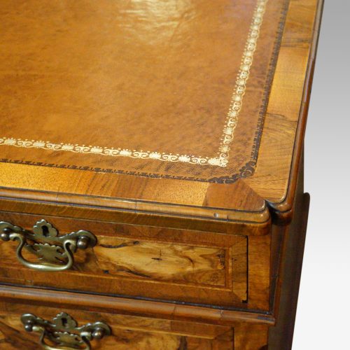 Georgian style walnut pedestal desk corner