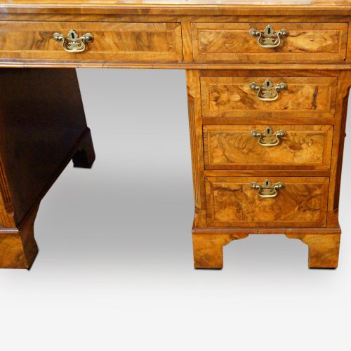 Georgian style walnut pedestal desk drawers