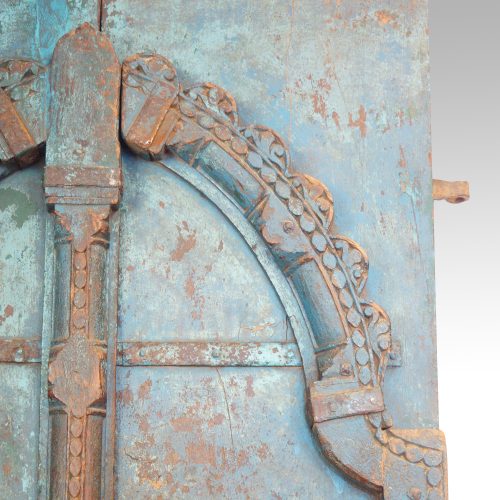 Indian carved teak doors with original paint arch detail