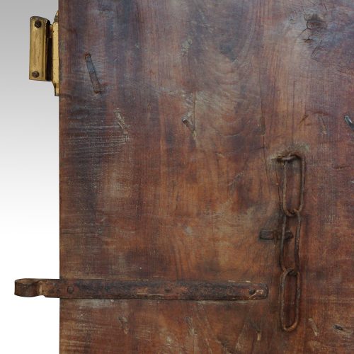 Indian carved teak doors with original paint rear detail