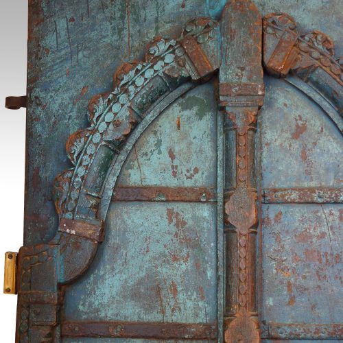 Indian carved teak doors with original paint top arch