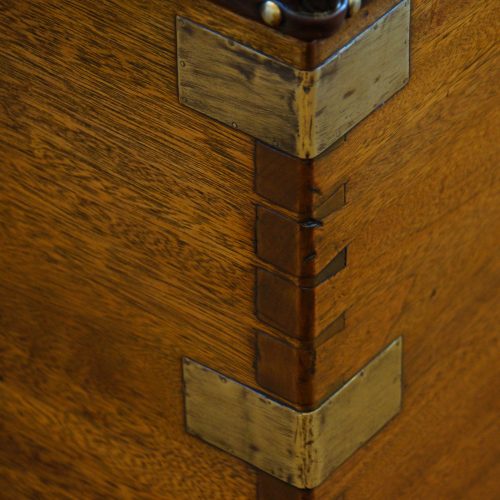 Large Victorian camphorwood ottoman brass corner detail