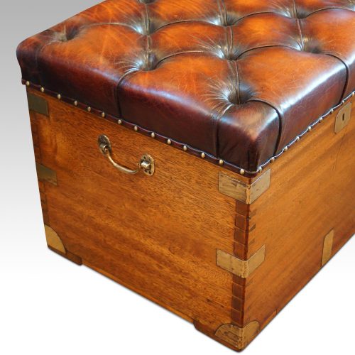 Large Victorian camphorwood ottoman end view