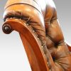 Victorian buttonback leather reading chair curl