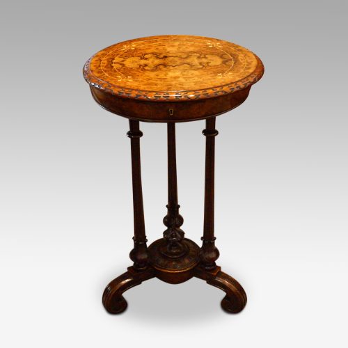 Victorian inlaid walnut circular workbox