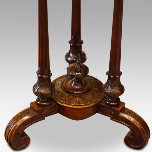 Victorian inlaid walnut circular workbox base