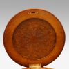 Victorian inlaid walnut circular workbox lid carving