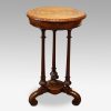 Victorian inlaid walnut circular workbox side view