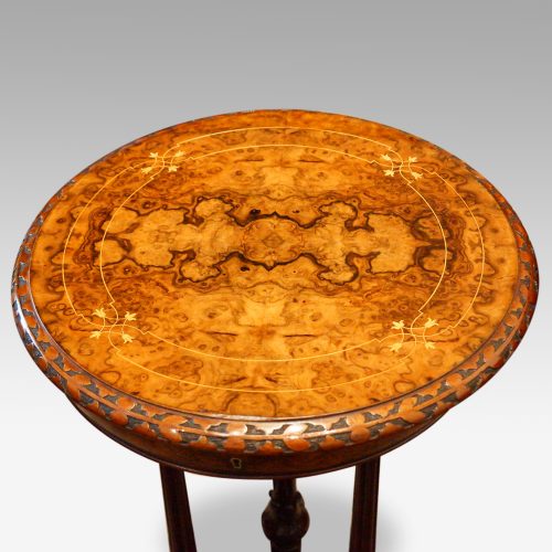 Victorian inlaid walnut circular workbox top