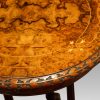 Victorian inlaid walnut circular workbox top detail