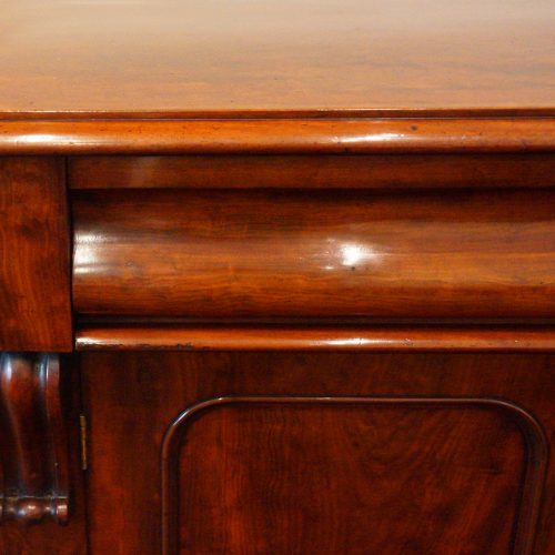 Victorian mahogany waterfall drawer chiffonier drawer detail