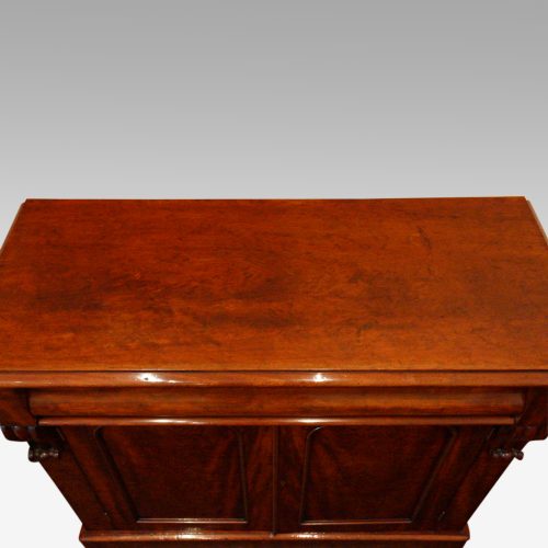 Victorian mahogany waterfall drawer chiffonier top detail