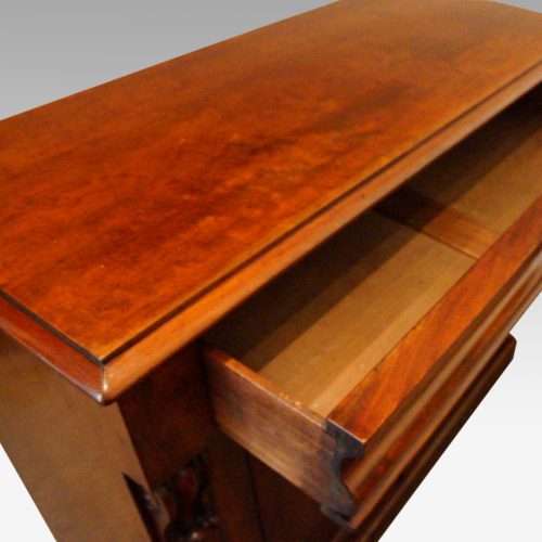 Victorian mahogany waterfall drawer chiffonier drawer open