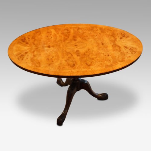 1930s oval walnut coffee table