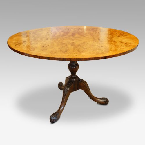 1930s oval walnut coffee table side view
