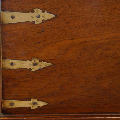 Antique Colonial teak precious item storage trunk brass corners
