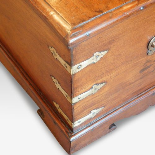 Antique Colonial teak precious item storage trunk feet