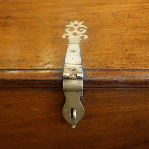 Antique Colonial teak precious item storage trunk hasp