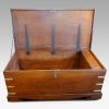 Antique Colonial teak precious item storage trunk interior of lid