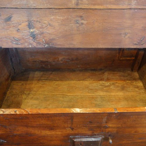 Antique hardwood merchants valuables trunk interior