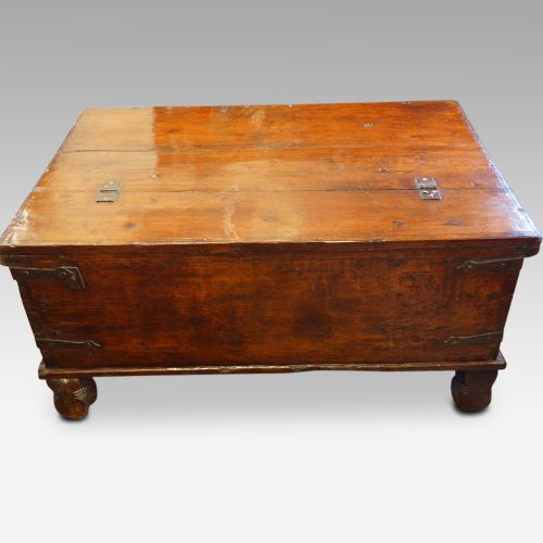 Antique hardwood merchants valuables trunk rear