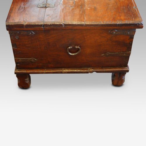 Antique hardwood merchants valuables trunk side