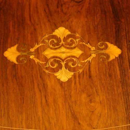 Edwardian inlaid rosewood dropflap table inlay