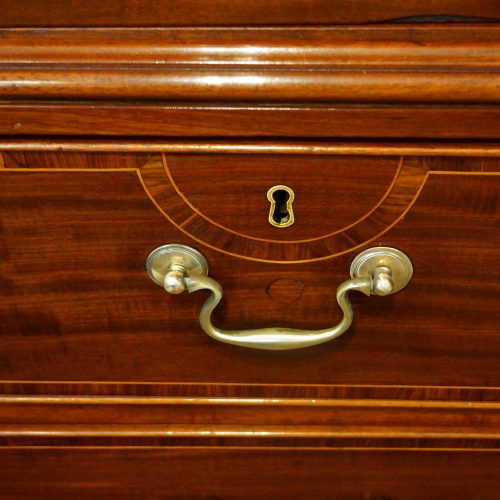 George III mahogany linen press inlay