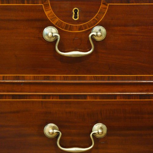 George III mahogany linen press swan neck handles