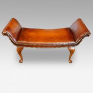 Queen Anne style walnut and leather window seat