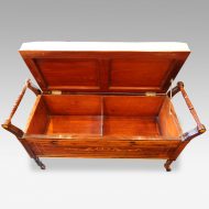 Victorian inlaid rosewood duet stool lid up
