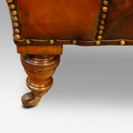 Victorian leather chaise lounge turned walnut legs