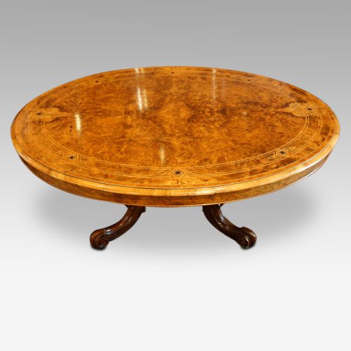 Victorian oval inlaid walnut coffee table
