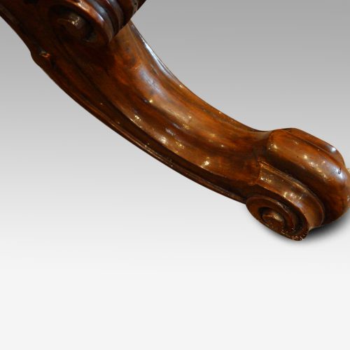 Victorian oval inlaid walnut coffee table scroll foot